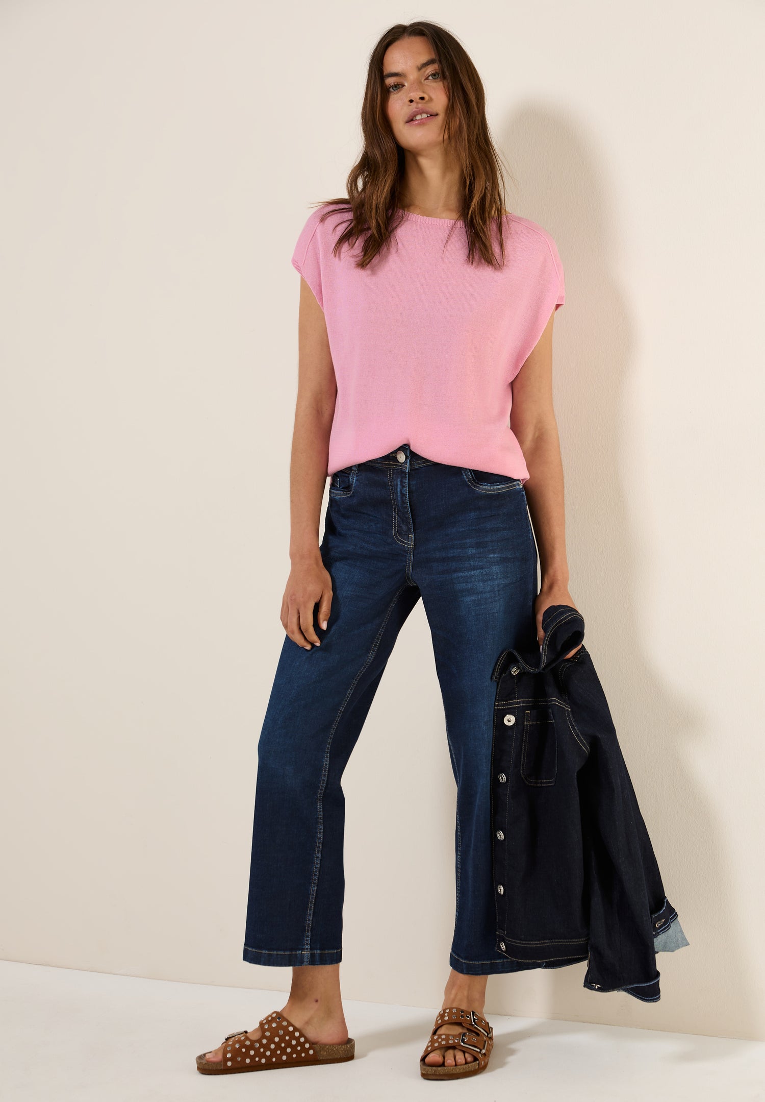 CECIL ärmelloser Pullover Damen Leinen-Look Blau