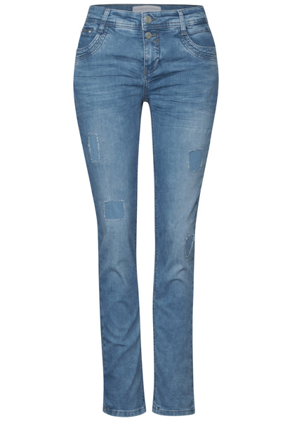 Street One Jane Jeans Damen Destroyed Slim Fit Mid Waist Stretch Denimhose