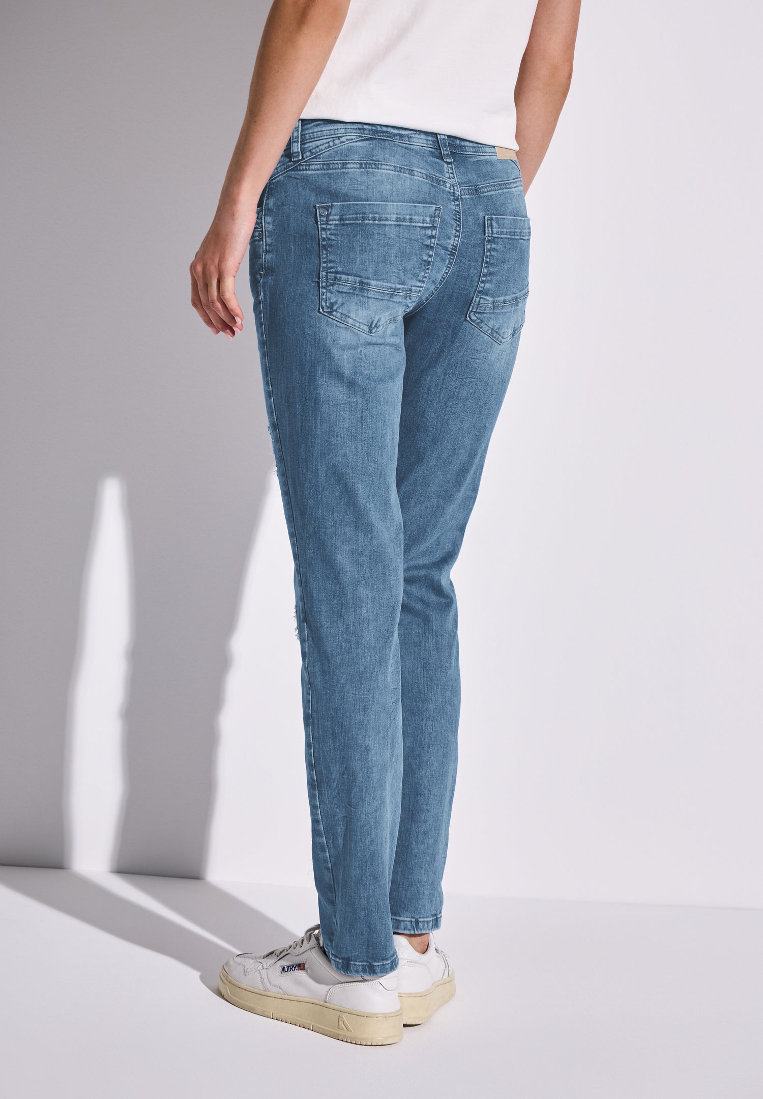 Street One Jane Jeans Damen Destroyed Slim Fit Mid Waist Stretch Denimhose