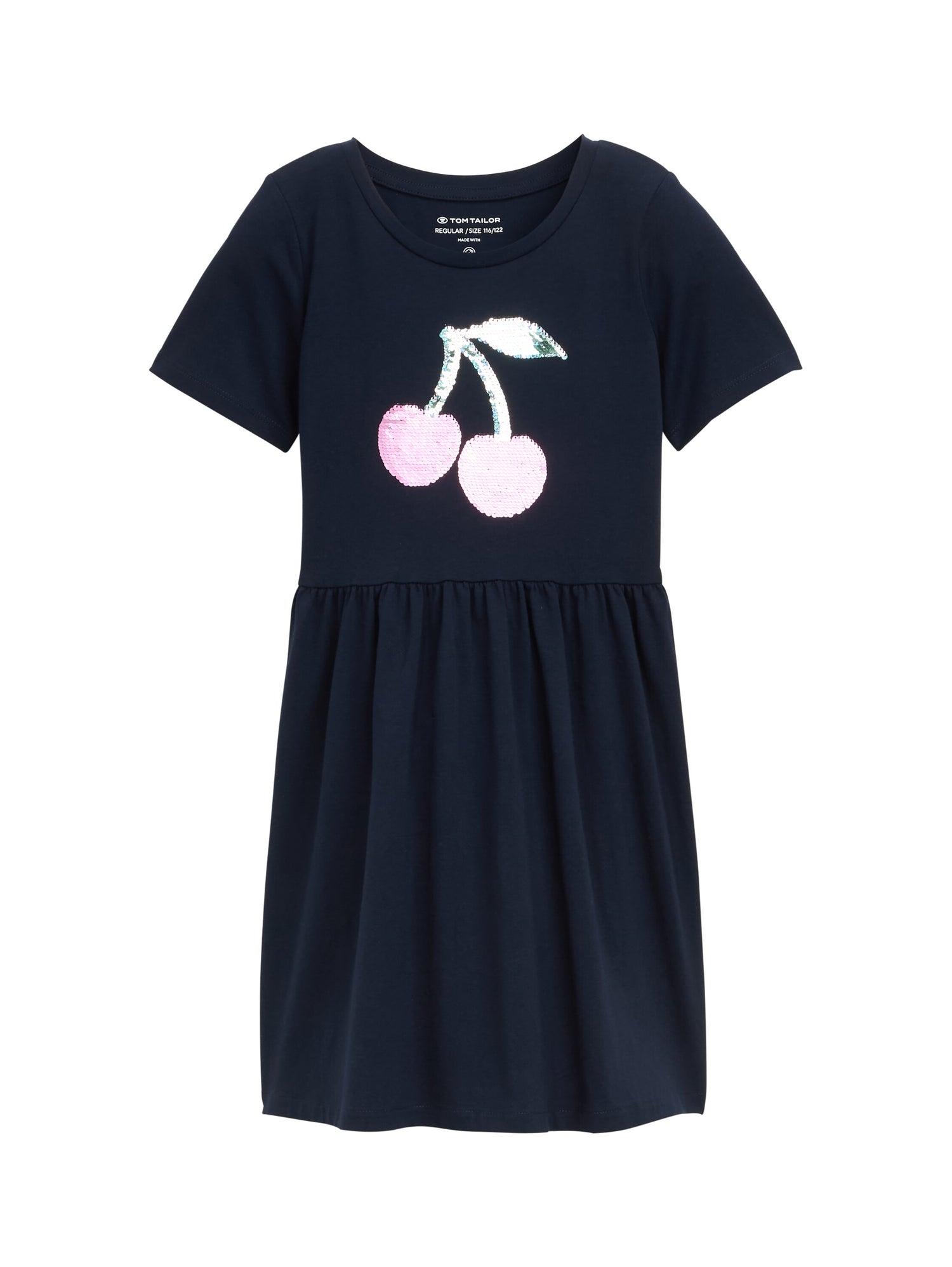 Wendepailletten Kinder A-Linien Kleid mit Raffungen