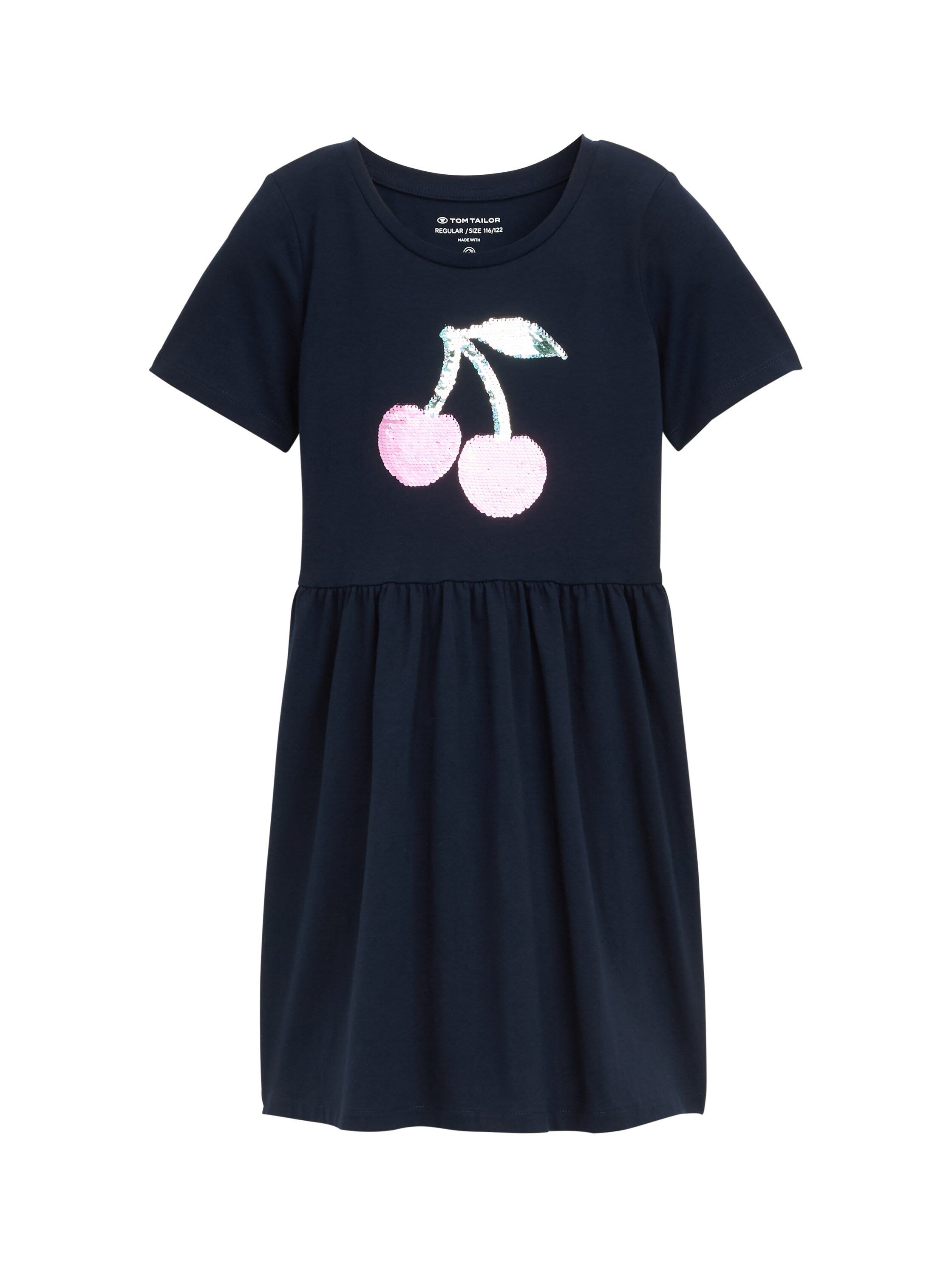 Wendepailletten Kinder A-Linien Kleid mit Raffungen