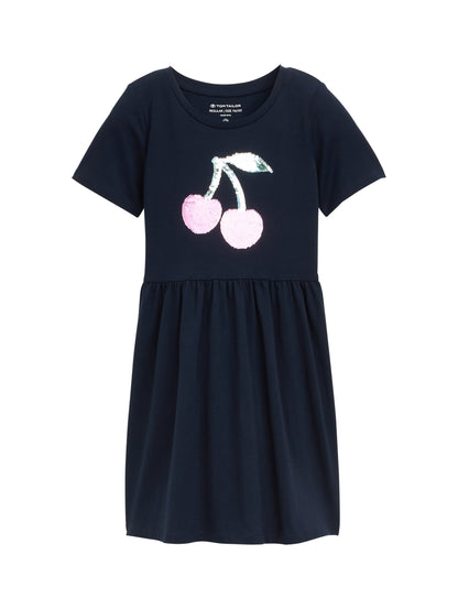 Wendepailletten Kinder A-Linien Kleid mit Raffungen