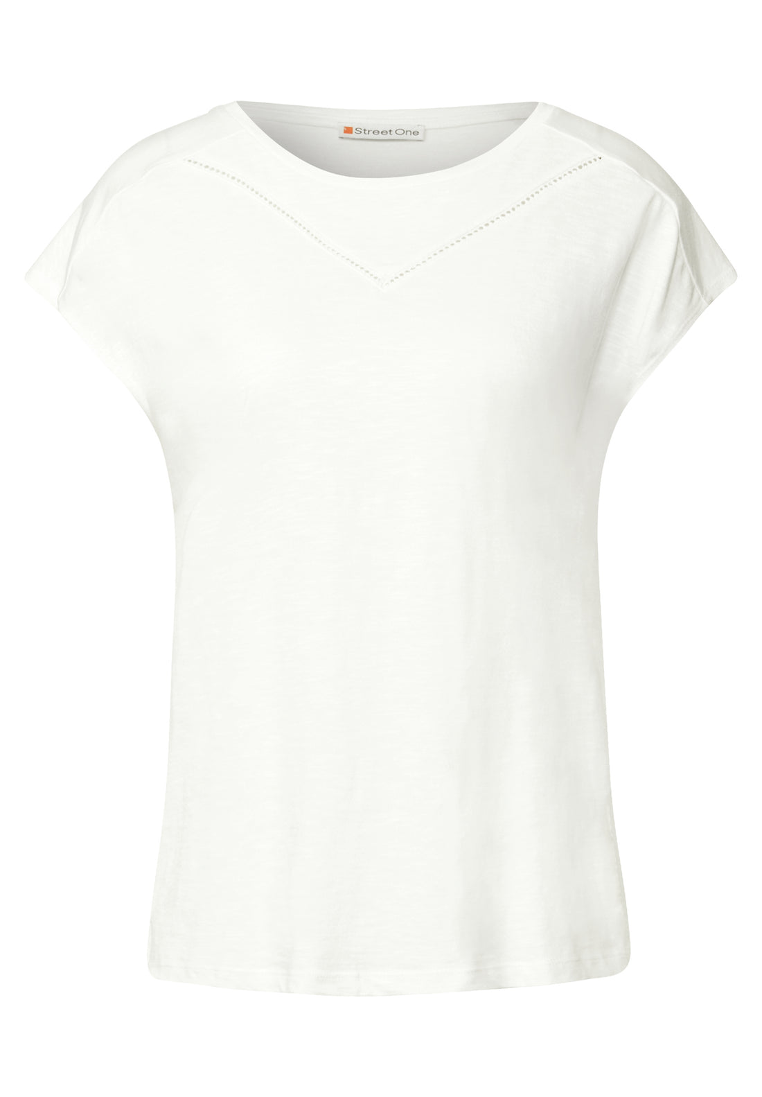 Street One Damen T-Shirt mit U-Boot-Ausschnitt und Dropped Shoulder