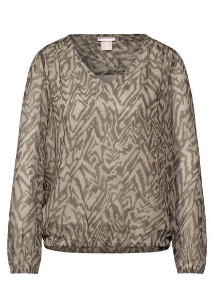 Street One Chiffon-Bluse Damen mit grafischem Muster und V-Ausschnitt