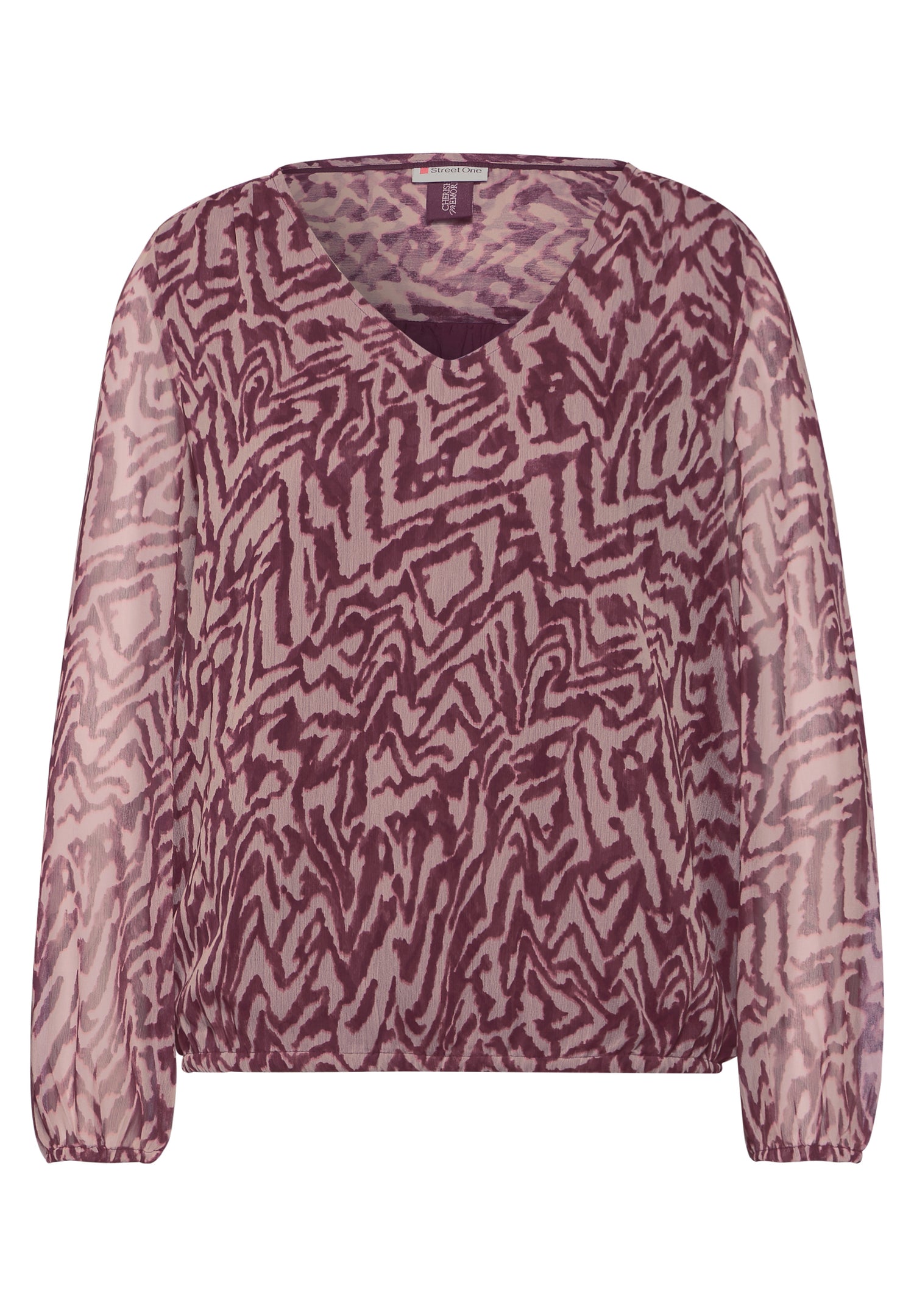 Street One Chiffon-Bluse Damen mit grafischem Muster und V-Ausschnitt