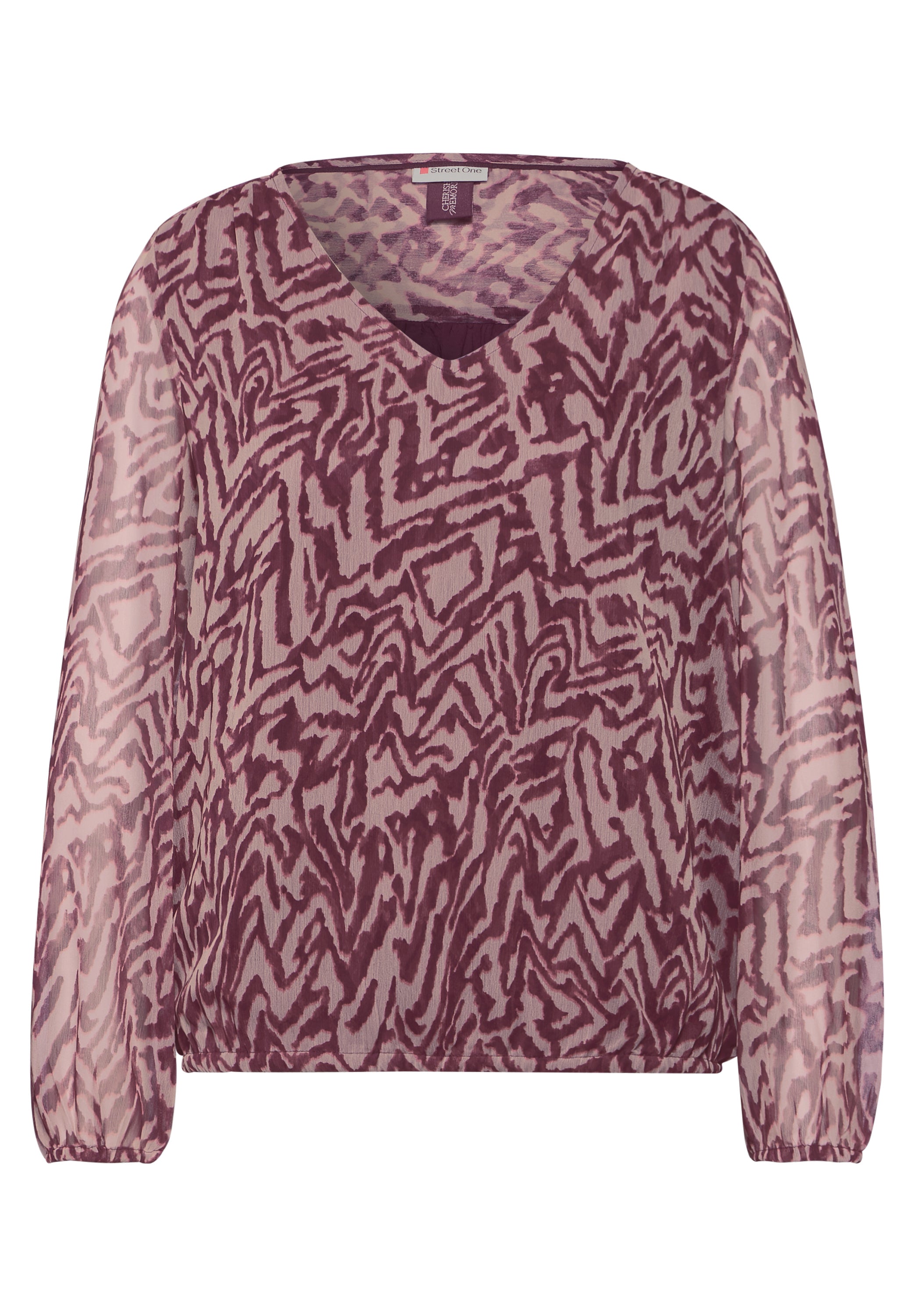 Street One Chiffon-Bluse Damen mit grafischem Muster und V-Ausschnitt