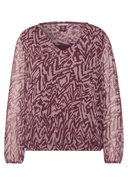 Street One Chiffon-Bluse Damen mit grafischem Muster und V-Ausschnitt