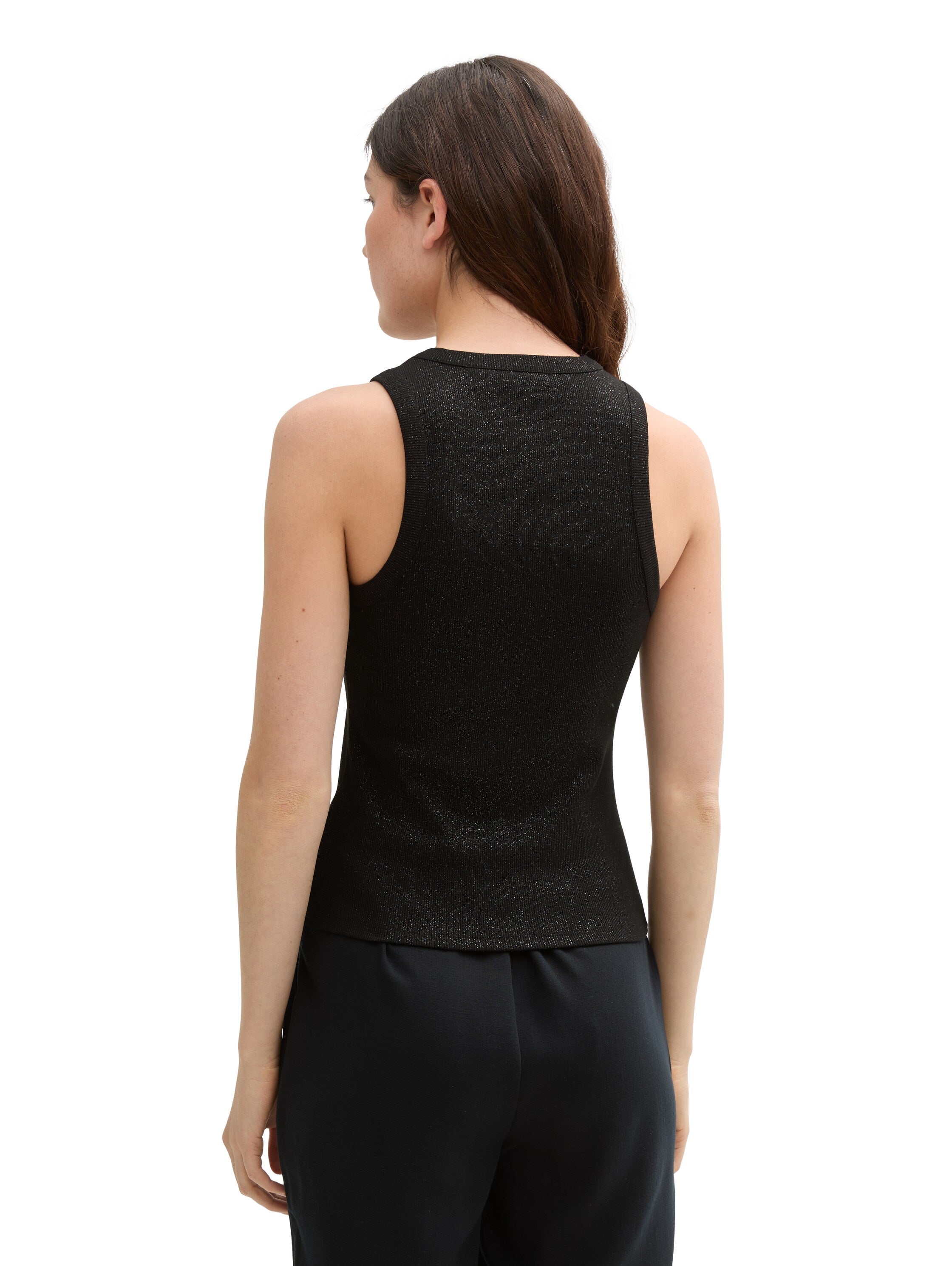 Tom Tailor Denim Eng anliegendes Top für Damen mit Glitzer-Effekt