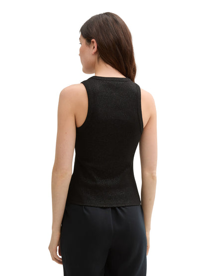 Tom Tailor Denim Eng anliegendes Top für Damen mit Glitzer-Effekt