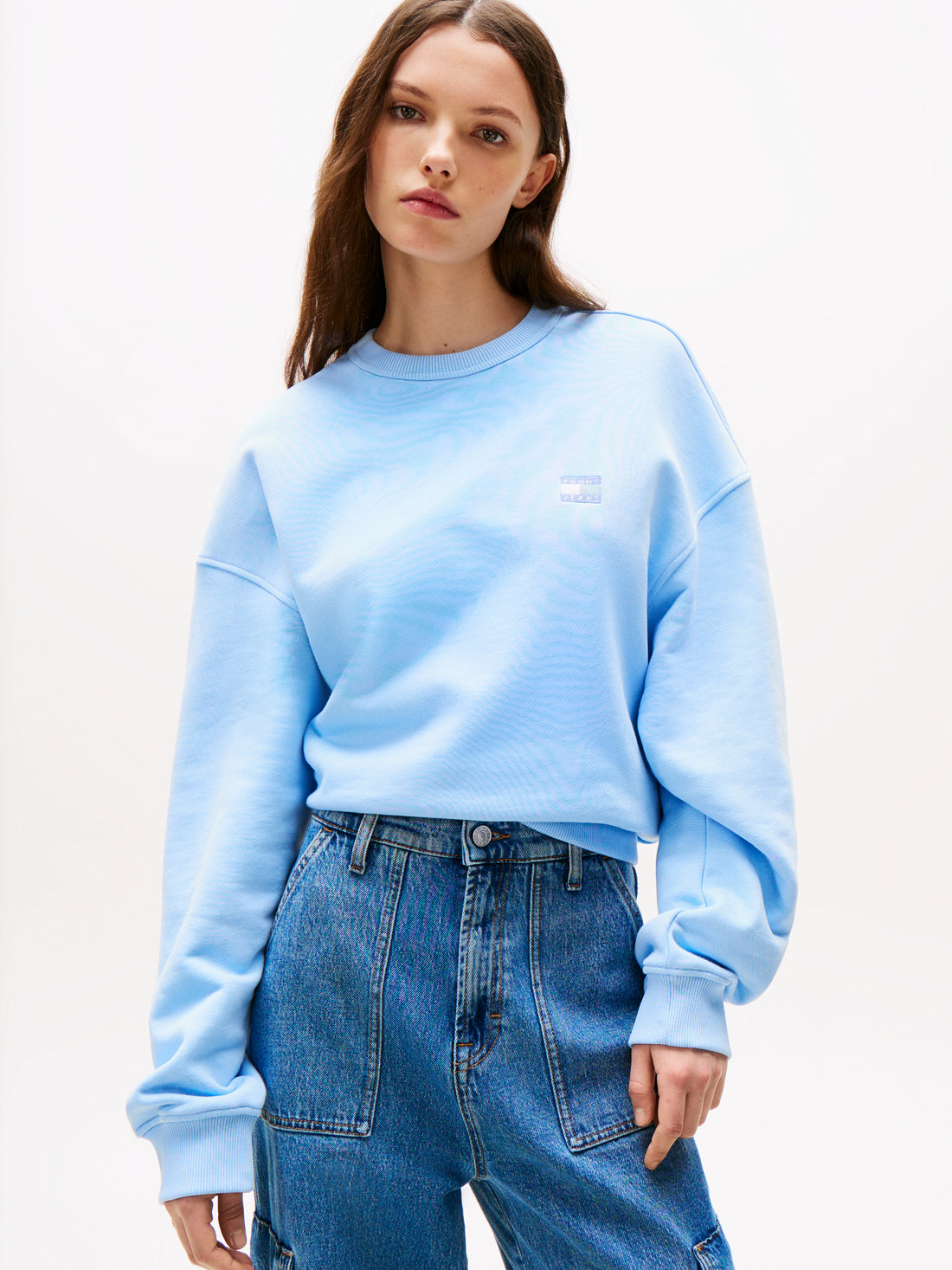TheUR Baumwolle T-Shirt Damen Leichtes Pudriges Blau