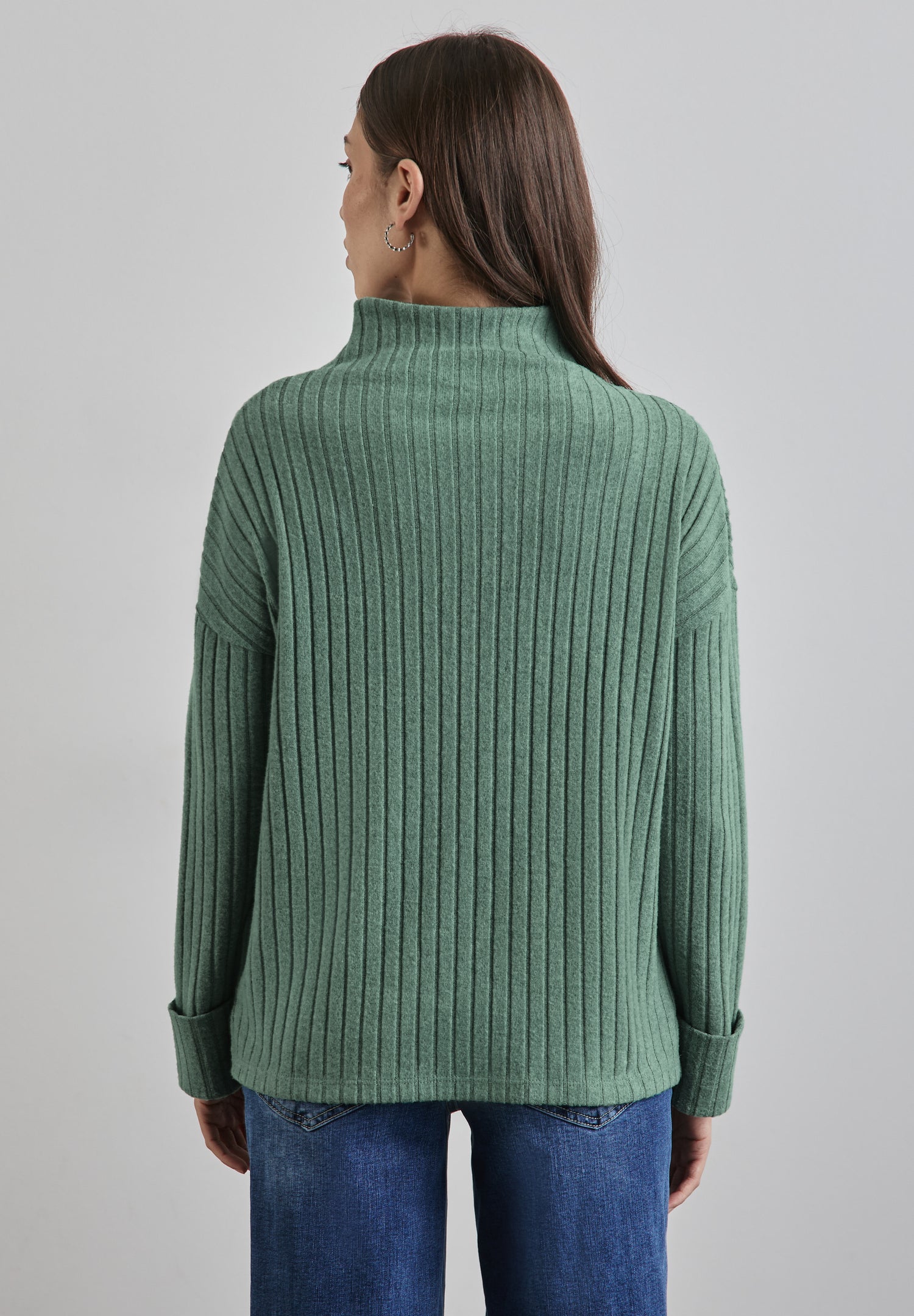 Street One Damenshirt Turtleneck Langarm Rippstruktur Stretchanteil