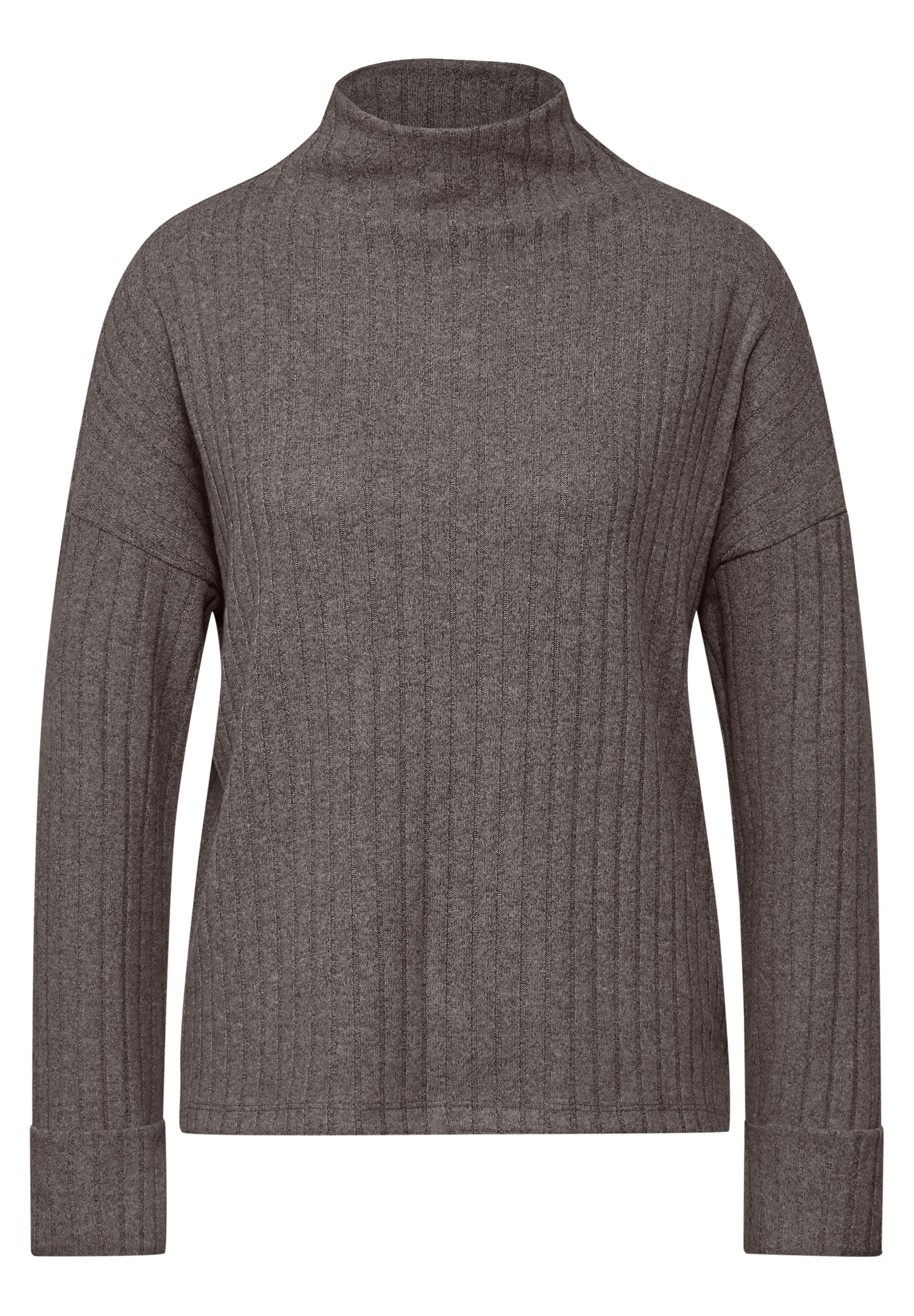 Street One Damenshirt Turtleneck Langarm Rippstruktur Stretchanteil