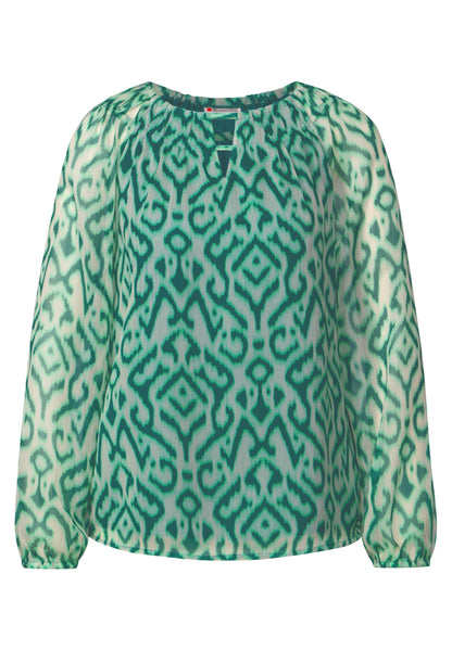 Street One Chiffon-Bluse Damen Grafisches Muster Raffungen