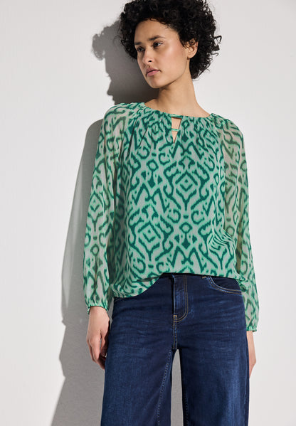 Street One Chiffon-Bluse Damen Grafisches Muster Raffungen