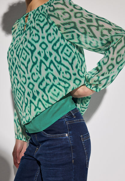 Street One Chiffon-Bluse Damen Grafisches Muster Raffungen
