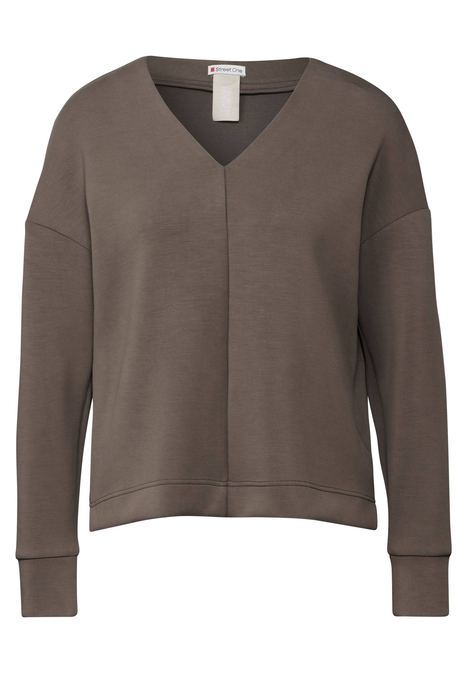 Street One Langarmshirt Damen Bequemes Modalmix mit V-Ausschnitt