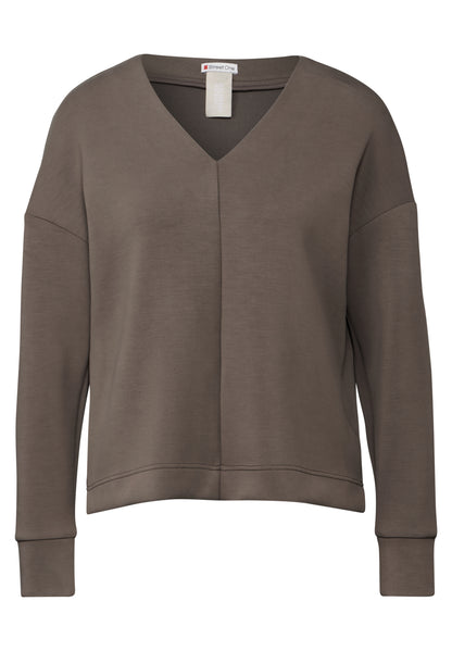 Street One Langarmshirt Damen Bequemes Modalmix mit V-Ausschnitt