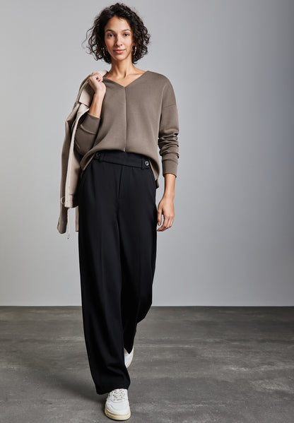 Street One Langarmshirt Damen Bequemes Modalmix mit V-Ausschnitt
