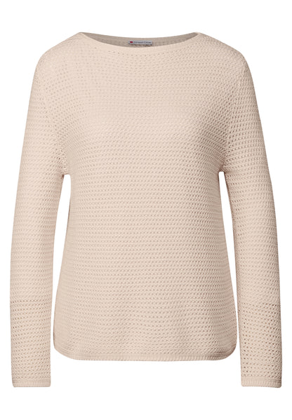 Street One Damen Strickpullover U-Boot-Ausschnitt Langarm Baumwolle