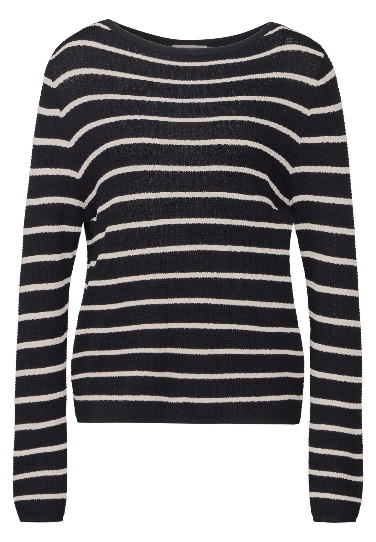 Street One gestreifter Cropped Pullover Damen moderner U-Boot-Ausschnitt