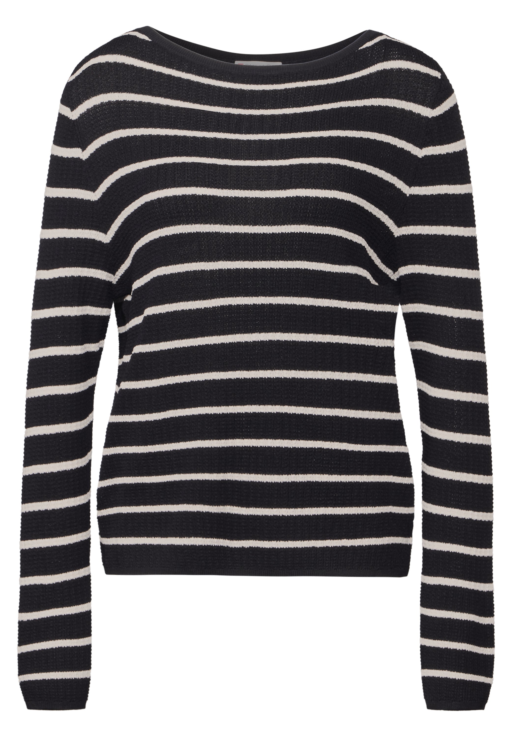 Street One gestreifter Cropped Pullover Damen moderner U-Boot-Ausschnitt