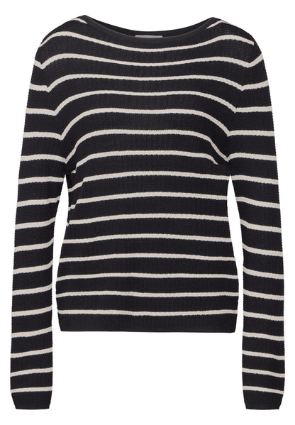 Street One gestreifter Cropped Pullover Damen moderner U-Boot-Ausschnitt
