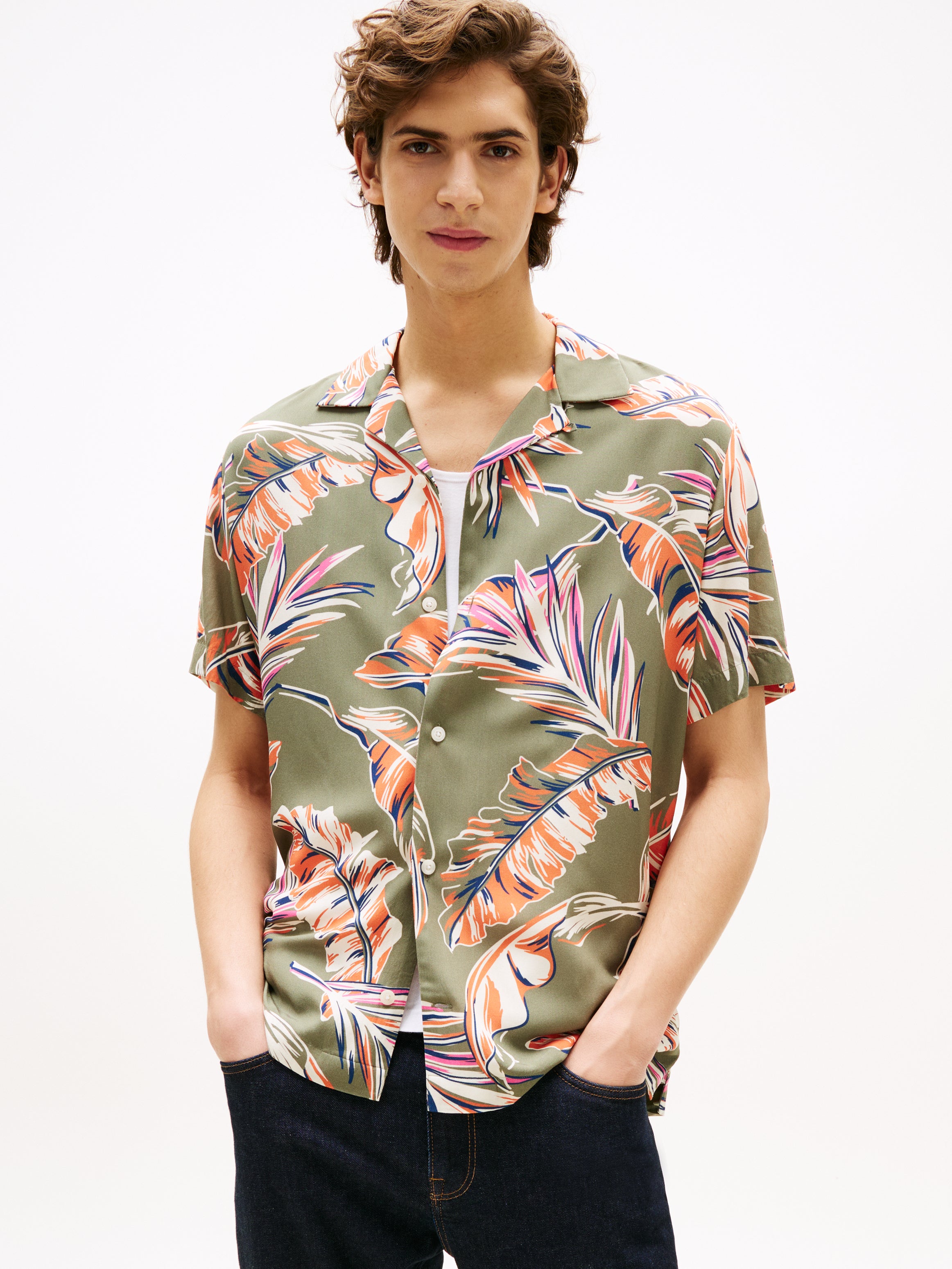 Theur Battle Green Viskose T-Shirt für Männer