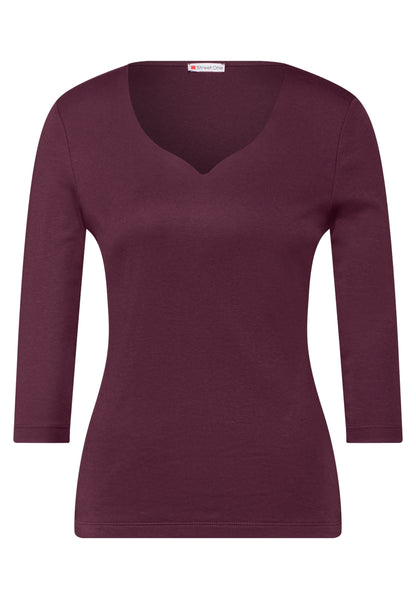 Street One T-Shirt Damen Ada Herzausschnitt 3/4-Arm