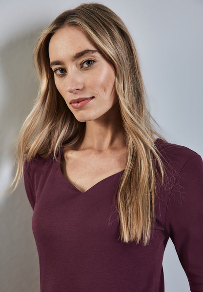 Street One T-Shirt Damen Ada Herzausschnitt 3/4-Arm