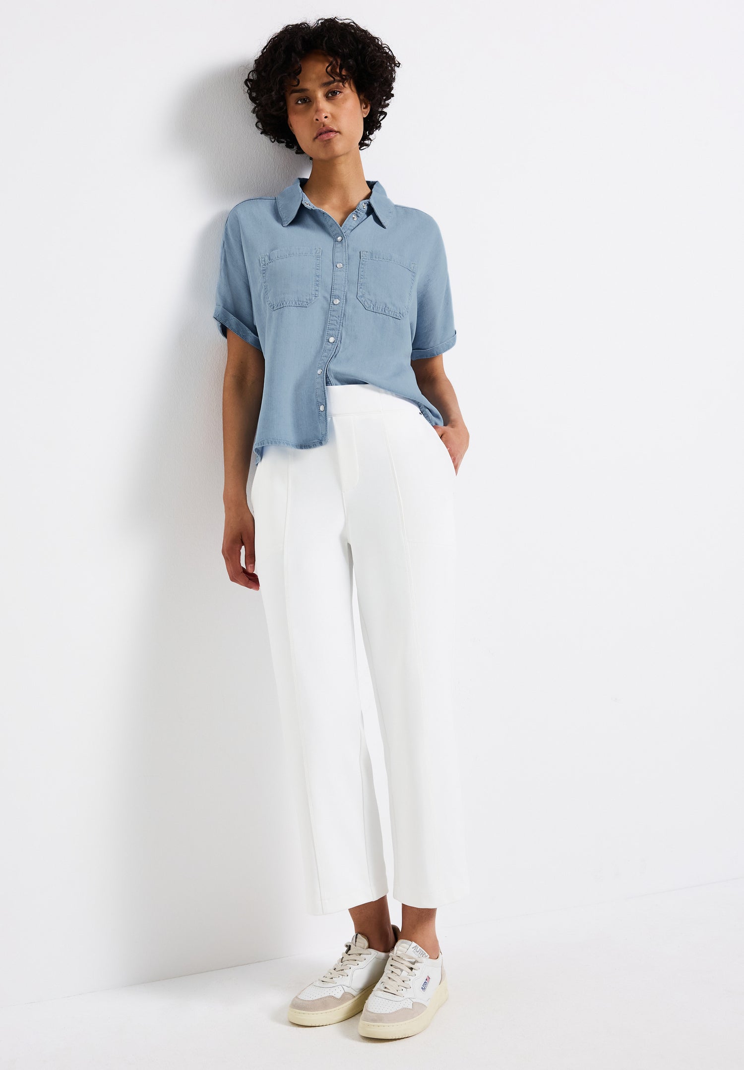 Street One Jeansbluse Damen lässiger Schnitt Kurzarm