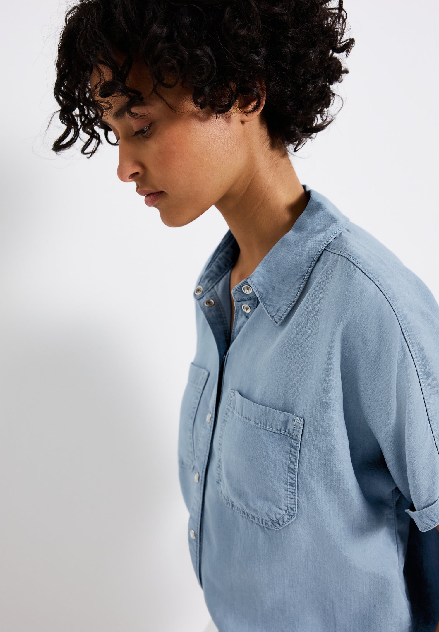 Street One Jeansbluse Damen lässiger Schnitt Kurzarm