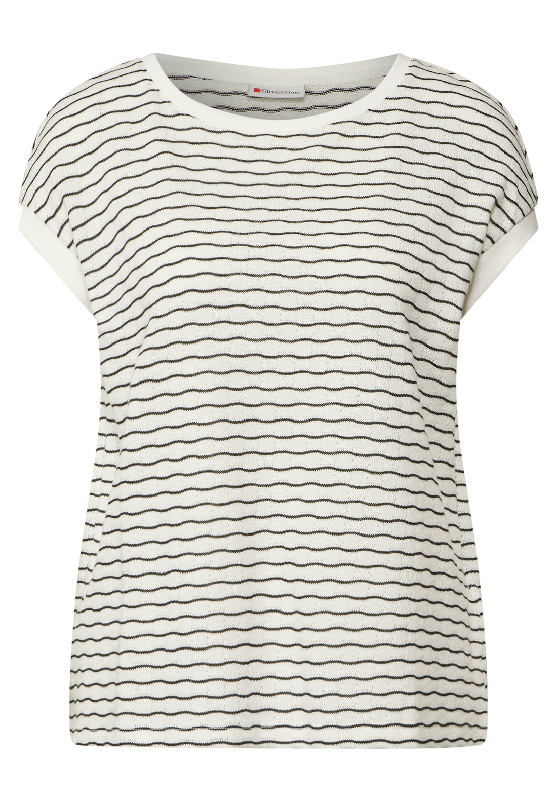 Street One Strick-Look Shirt Damen Wellenmuster Baumwollmix