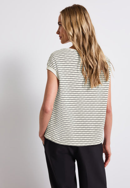 Street One Strick-Look Shirt Damen Wellenmuster Baumwollmix