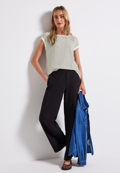 Street One Strick-Look Shirt Damen Wellenmuster Baumwollmix