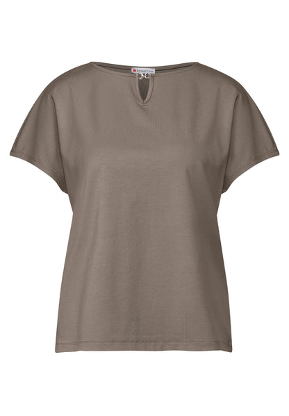Street One Sommer-Shirt Damen mit Cut-Out am U-Boot-Ausschnitt