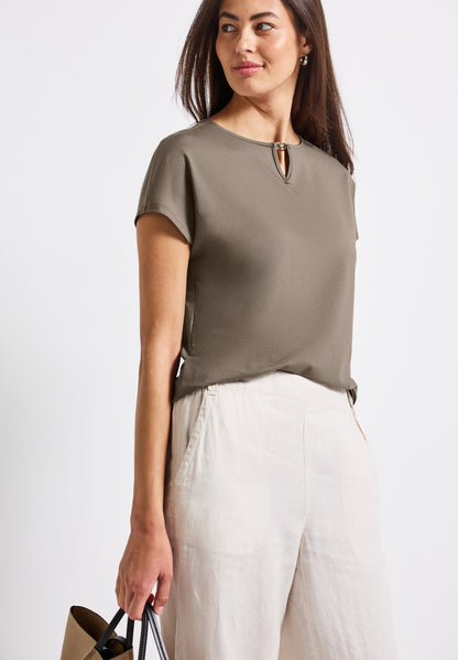 Street One Sommer-Shirt Damen mit Cut-Out am U-Boot-Ausschnitt