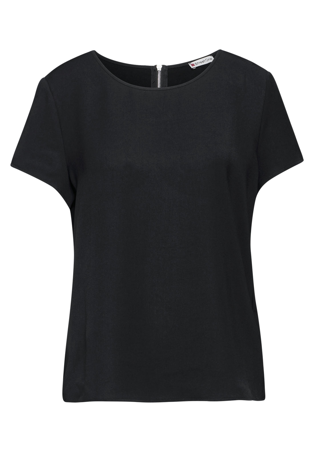 Street One Damen T-Shirt Sommerlich Leicht Rundhalsausschnitt Reißverschluss