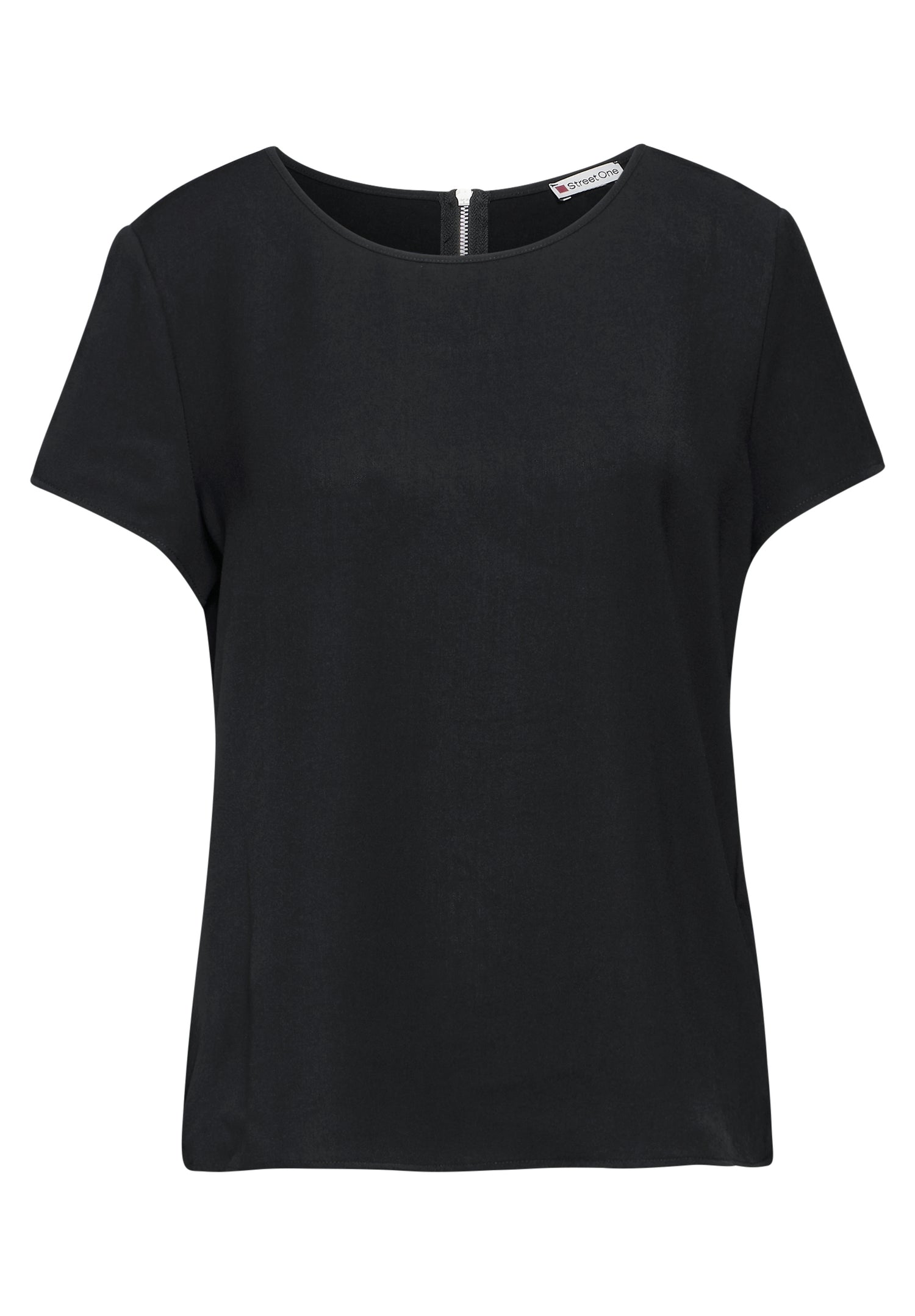 Street One Damen T-Shirt Sommerlich Leicht Rundhalsausschnitt Reißverschluss