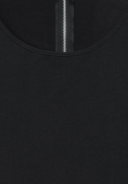 Street One Damen T-Shirt Sommerlich Leicht Rundhalsausschnitt Reißverschluss