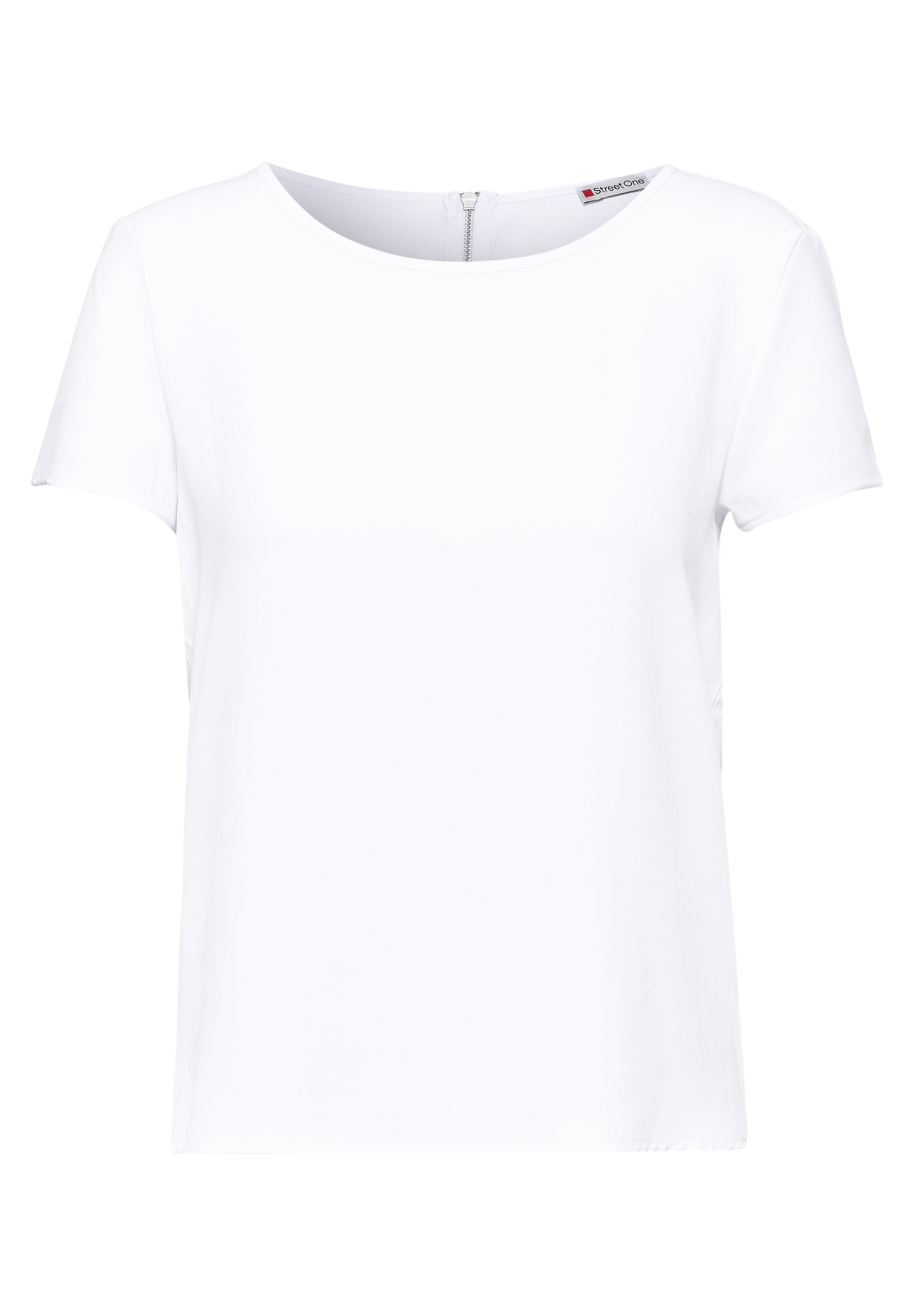 Street One Damen T-Shirt Sommerlich Leicht Rundhalsausschnitt Reißverschluss