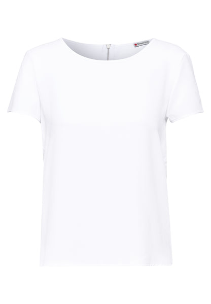 Street One Damen T-Shirt Sommerlich Leicht Rundhalsausschnitt Reißverschluss