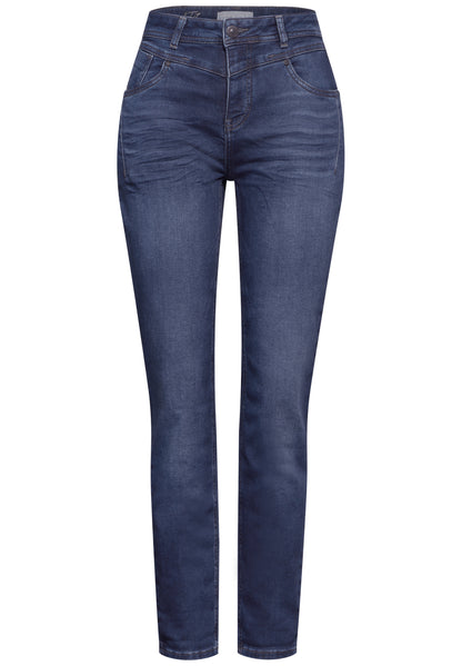 Street One Mom-Jeans Damen High Waist Slim Leg Blau