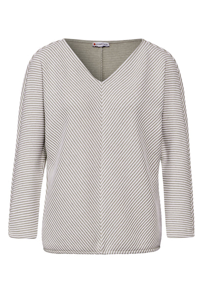 Street One Damen Shirt 3/4-Arm mit diagonalem Strukturmuster