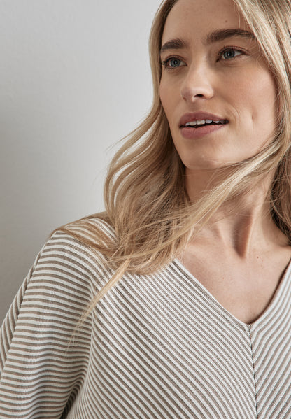 Street One Damen Shirt 3/4-Arm mit diagonalem Strukturmuster