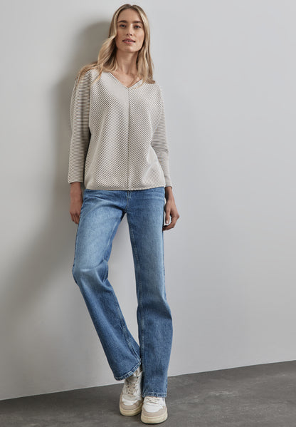 Street One Damen Shirt 3/4-Arm mit diagonalem Strukturmuster