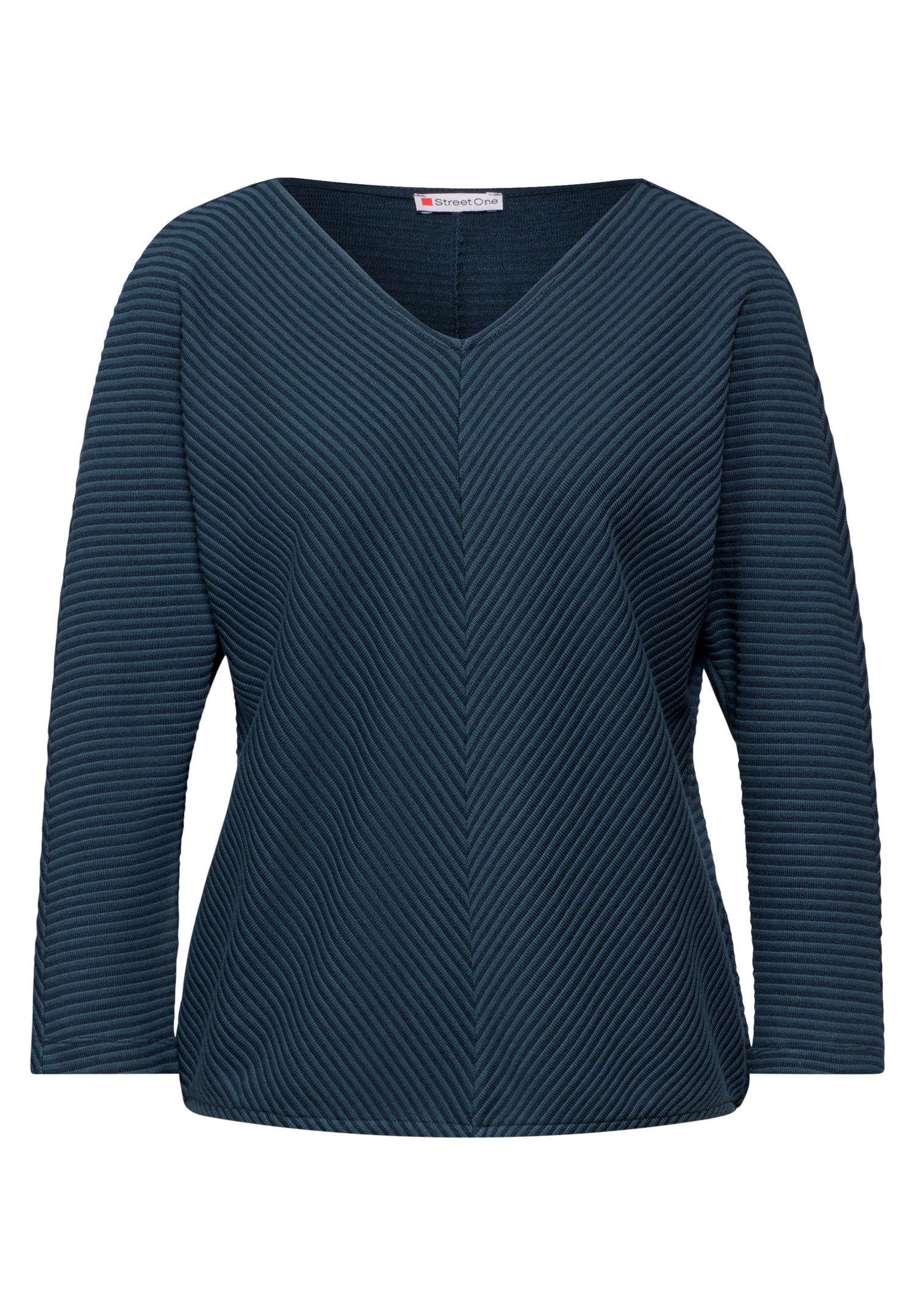 Street One Damen Shirt 3/4-Arm mit diagonalem Strukturmuster
