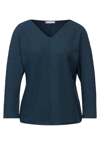 Street One Damen Shirt 3/4-Arm mit diagonalem Strukturmuster