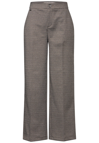 Street One karierte Wide Leg Hose Damen High Waist glitzerndes Karomuster
