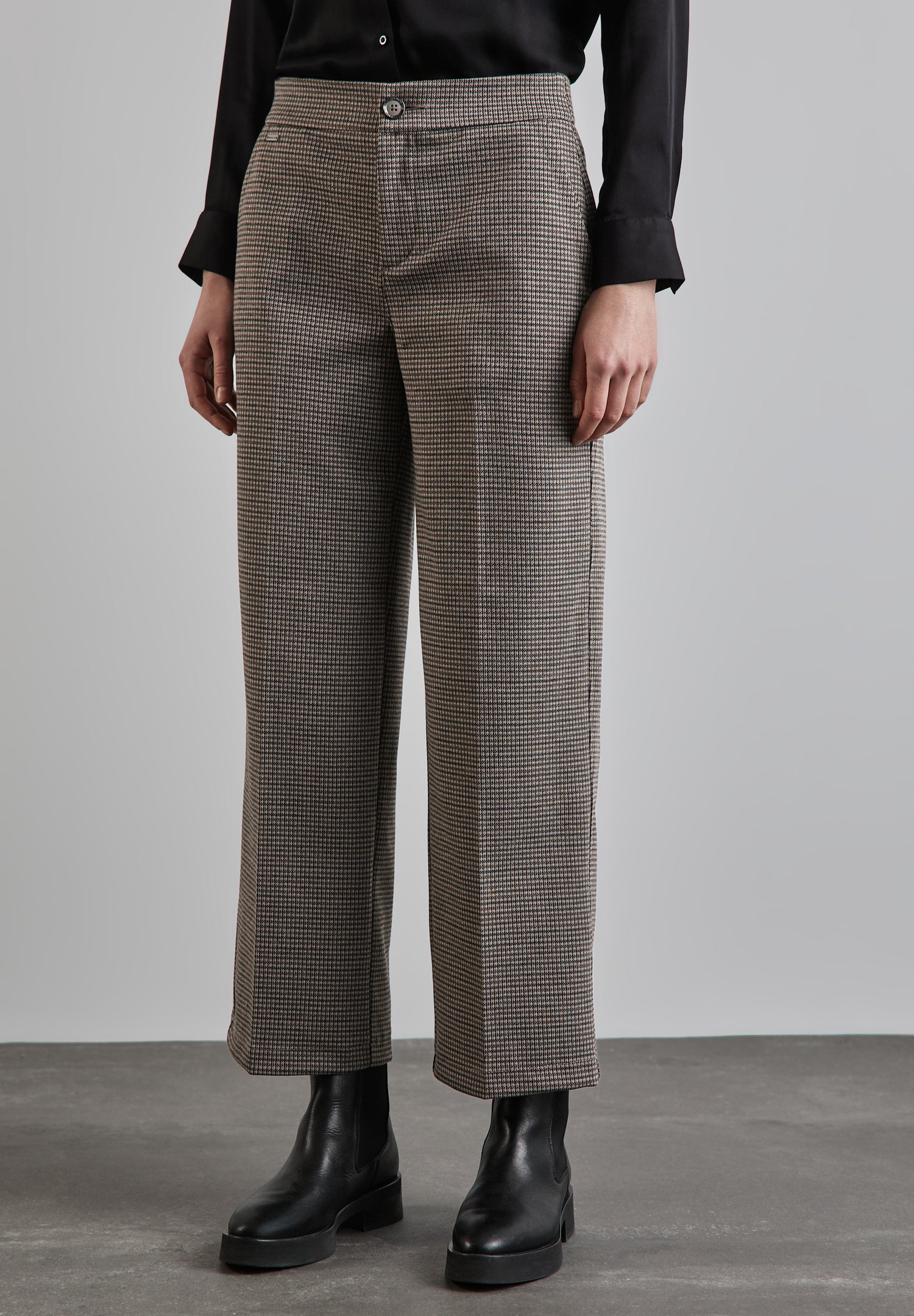 Street One karierte Wide Leg Hose Damen High Waist glitzerndes Karomuster