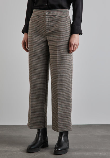 Street One karierte Wide Leg Hose Damen High Waist glitzerndes Karomuster